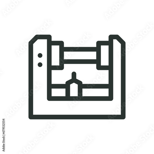 CNC lathe machine isolated icon, CNC machinery vector icon with editable stroke
