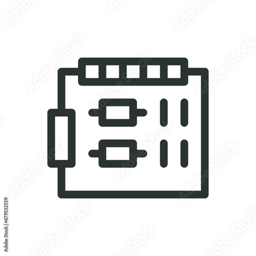 CNC motherboard isolated icon, machine control board vector icon with editable stroke