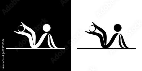 Pictogrammes représentant une gymnaste réalisant des figures artistiques avec un ballon, une des disciplines des compétitions de la gymnastique rythmique.