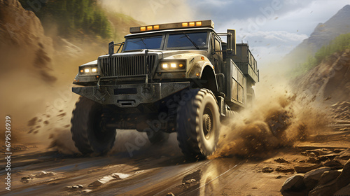 A powerful military-grade army truck