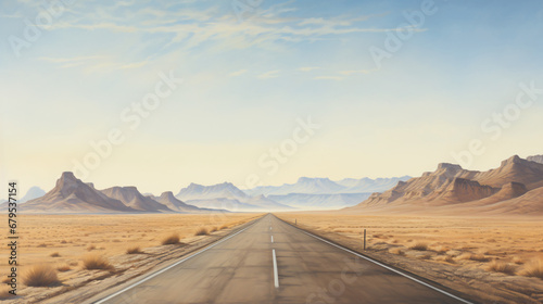A realistic painting of a highway