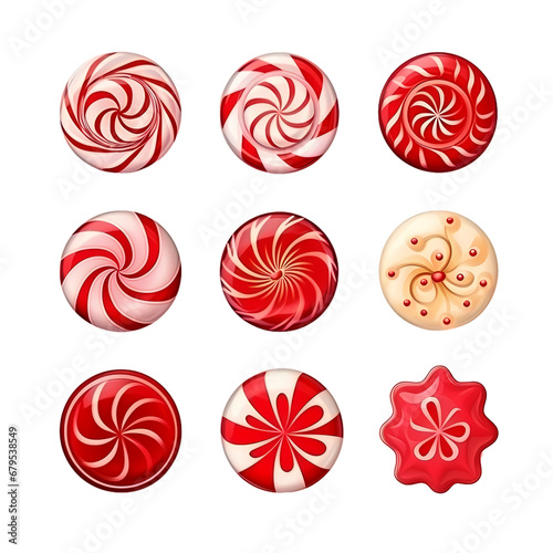 Christmas candy illustration on transparent background, Christmas decoration, holiday decoration material, vector illustration