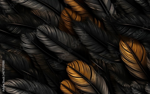 Beautiful Black Feathers Background