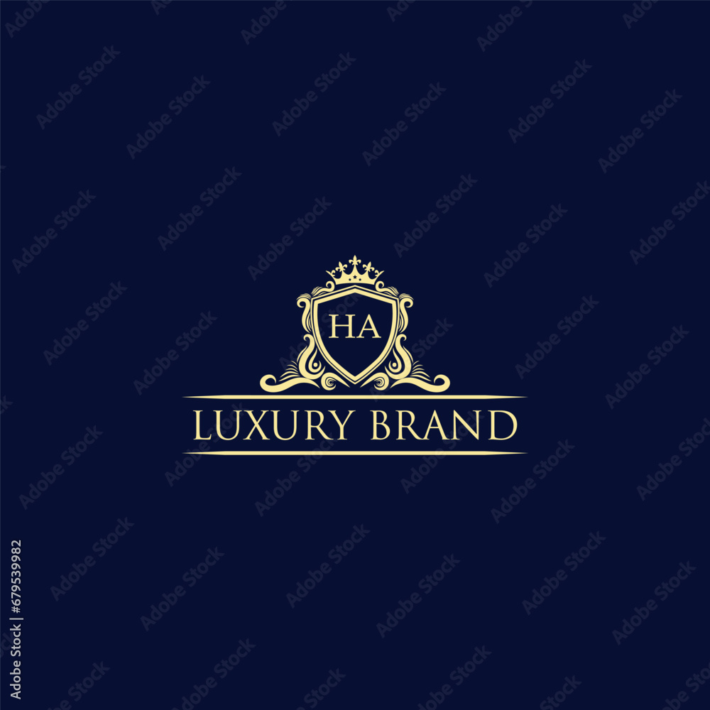 HA Luxury lion crest logo - royal lion vector template