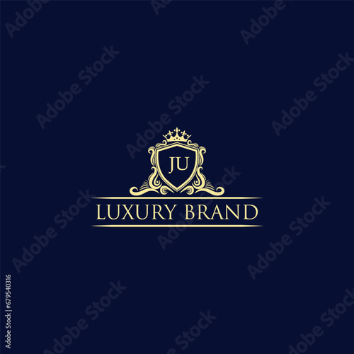JU Luxury lion crest logo - royal lion vector template
