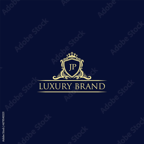 JP Luxury lion crest logo - royal lion vector template
