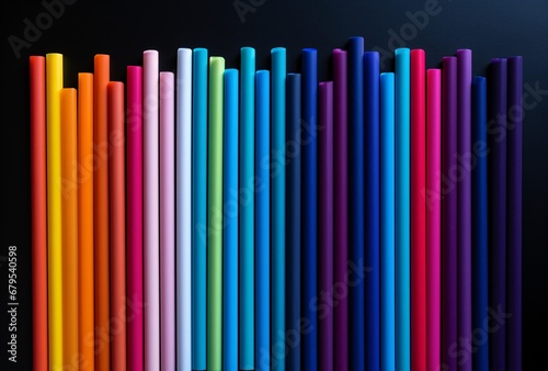 rainbow colored paper straws on a black surface minimalist school colors minimalistic drawings photo