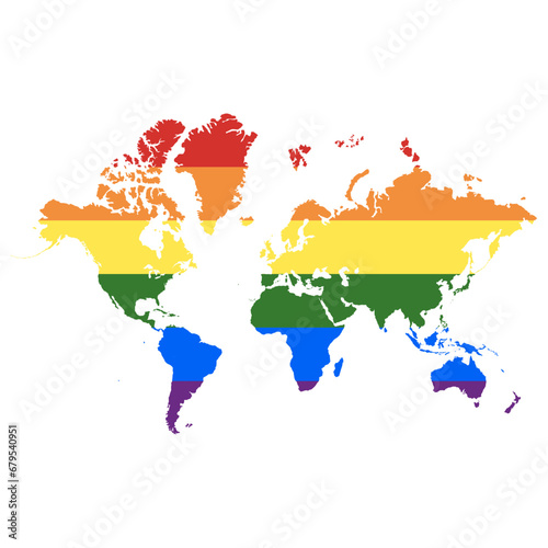 LGBT world vector illustration - Gay community flag colors inside the world map illustration