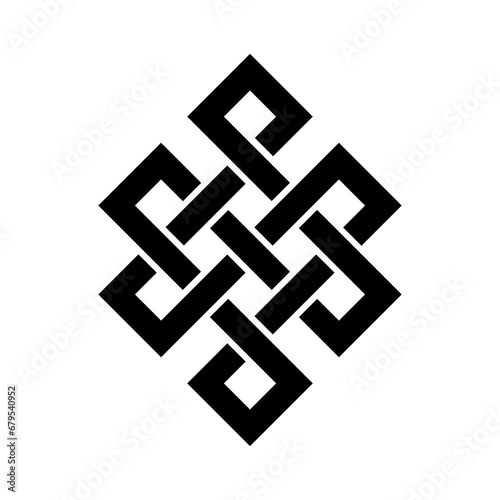 Tibetan eternity knot symbol isolated on white background - Vector flat style symbolic tattoo illustration 