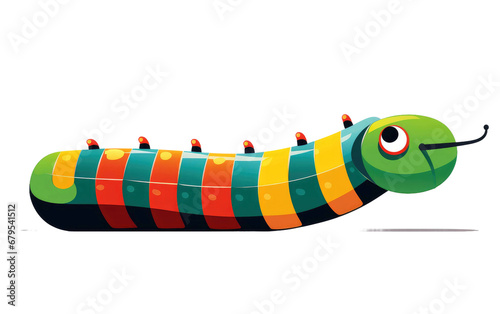 Close-up of a Striped Caterpillar On Transparent Background