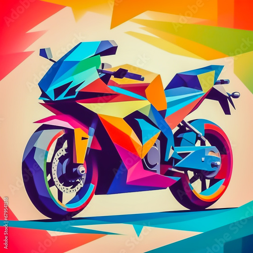 Sport motorbike illustration on the abstract background.