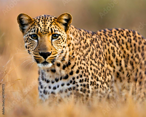 Fierce Leopard Stalking Prey, 
Graceful Big Cat in the Wilderness
