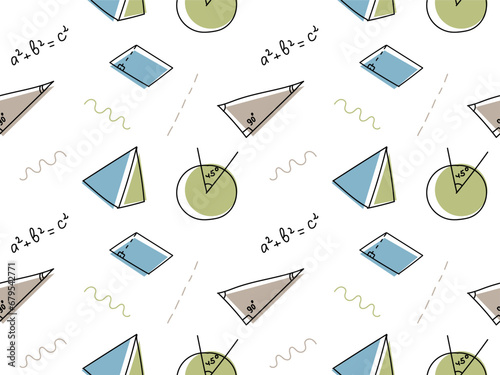 seamless doodle pattern with geometry, school,college,math