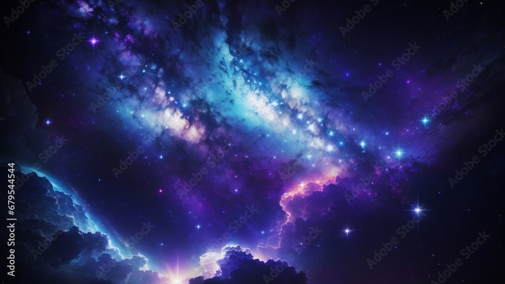 A picture featuring a skyscape of multicolored nebulae, stars and galaxies swirling together like a kaleidoscope.