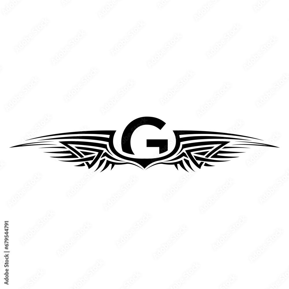 Initial G letter wings logo Initial G letter wings logo