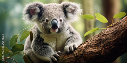 Koala perched on a tree limb