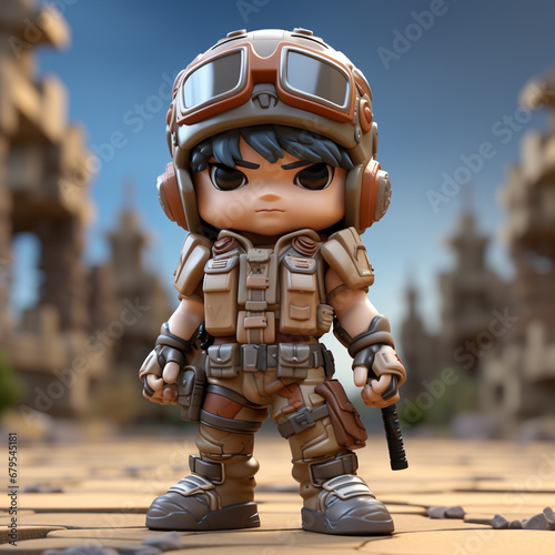 3D cartoon of an soldier