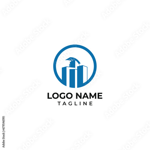 Building logo design with negative space style real estate 