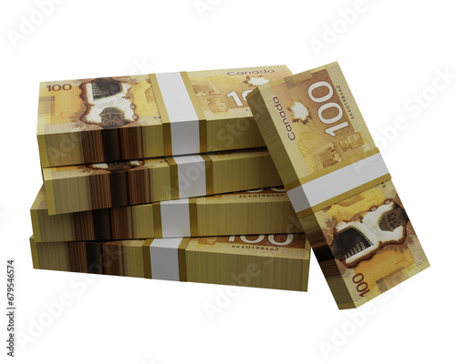 Canadian money, Currency of Canada. Stack of cash Canadian dollars
