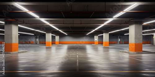 An unoccupied multi-level parking garage