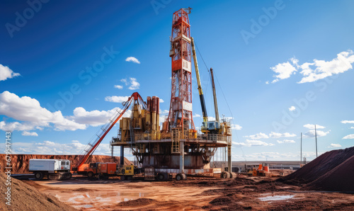Drilling rig is drilling to the land to get oil