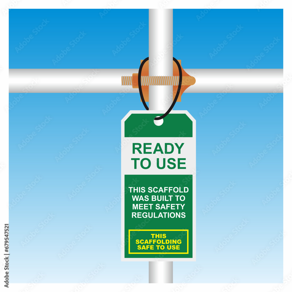 The green scaffolding tag attached vector illustrations. Scaffolding ...