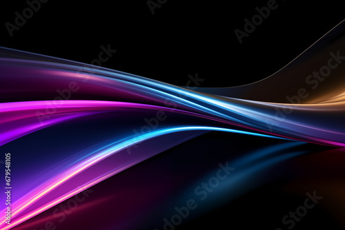 Abstract holographic iridescent neon colorful lines glowing background.