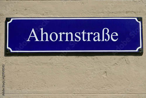 Emailleschild Ahornstraße