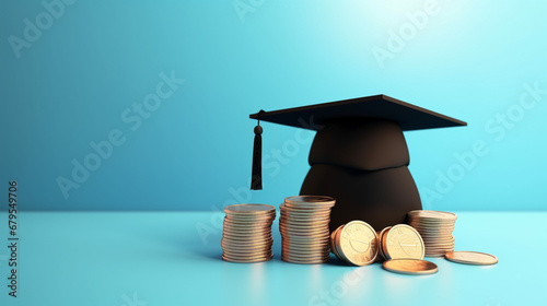 Wallpaper Mural Piggy bank with a black graduation hat with coins as educational loan symbol Torontodigital.ca