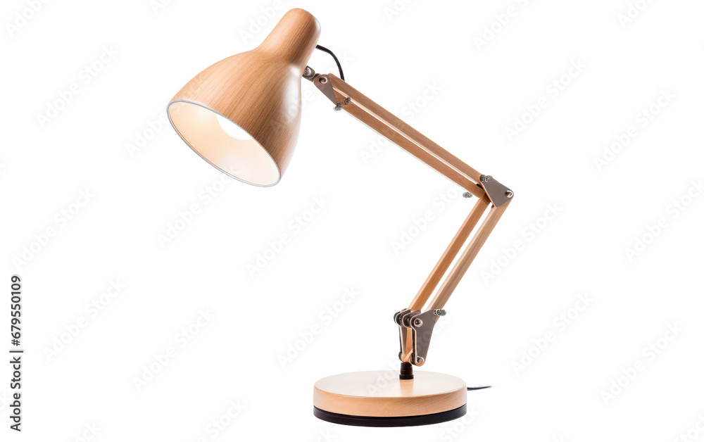 Sleek Maple Wood Lamp with Flexible Arm On Isolated Background