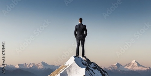 Smart businessman professional for success invest business standing on top of mountain © Creative Studio
