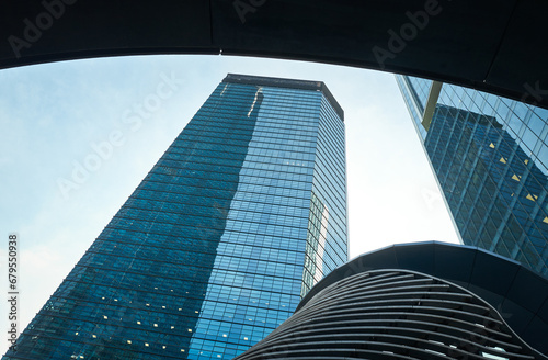 Canvas Print Low angle view of commercial building in Kuala Lumpur, Malaysia.