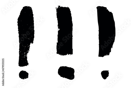 Hand drawn ink exclamation mark illustration in sketch style. Elements for design