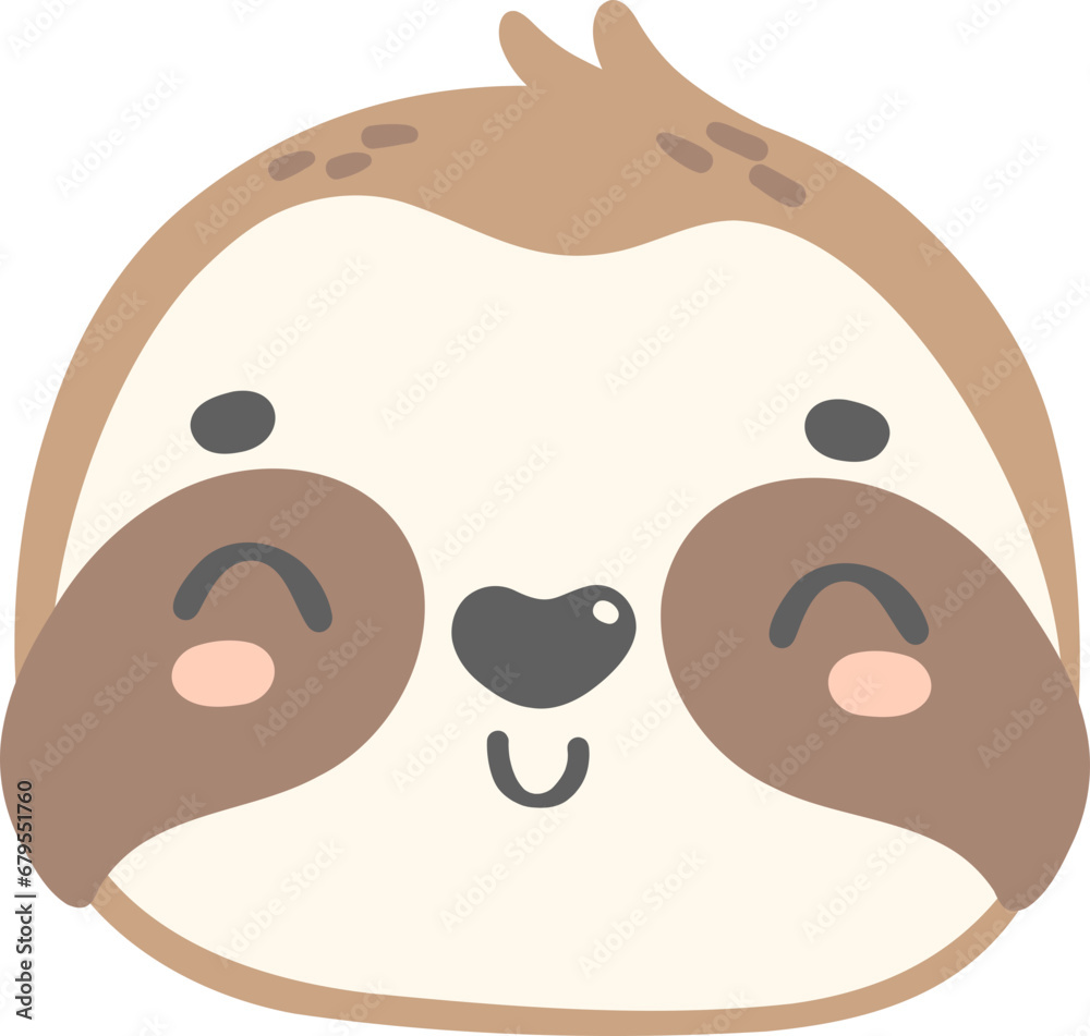 Cute Baby Sloth happy face cartoon nursery illustration Cute Baby Sloth happy face cartoon nursery illustration