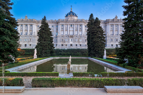 Royal Palace in Madrid in Spain Seen From Sabatini Gardens.