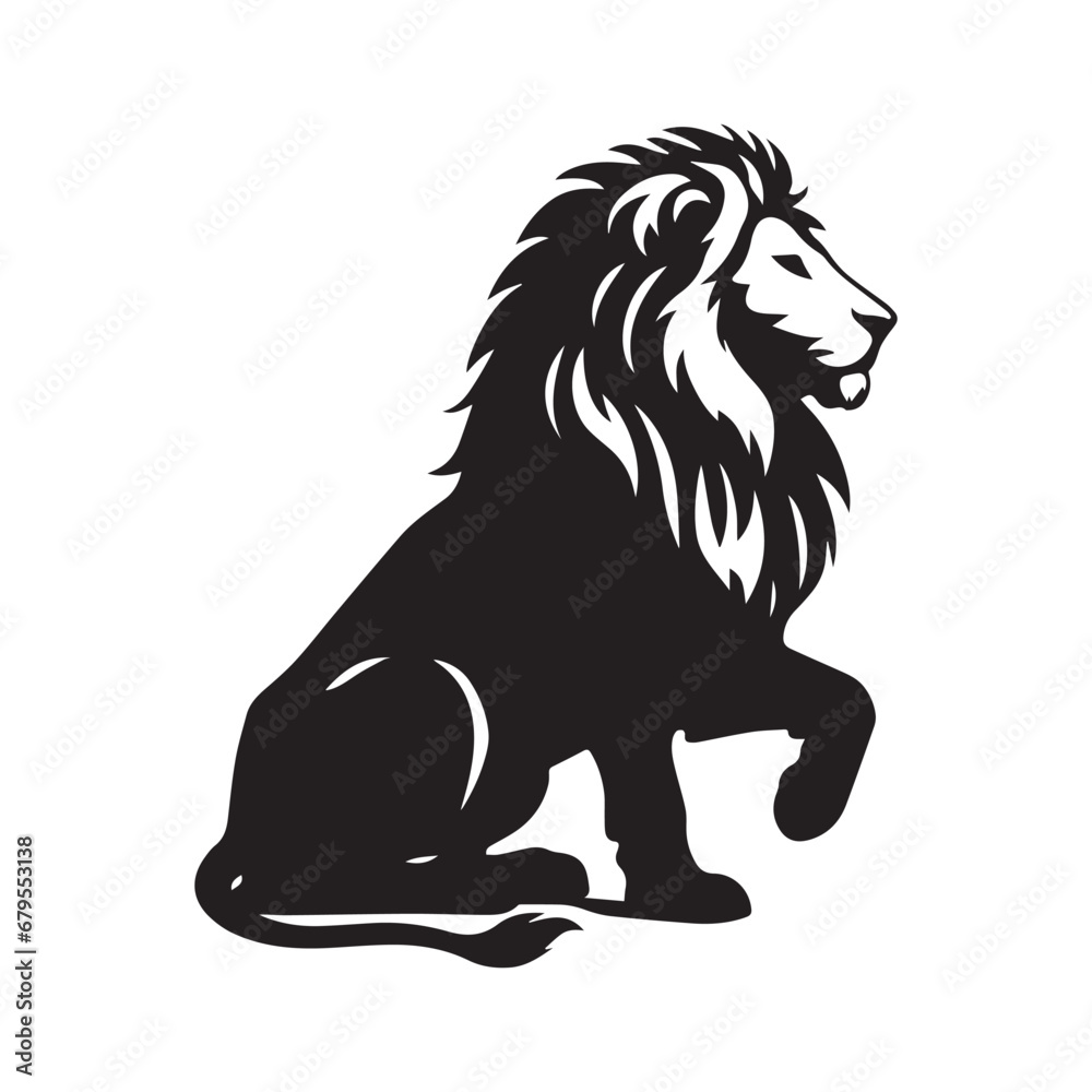 Sitting Zen: Lion Silhouette - A Zen-like Image Illustrating the Tranquility and Poise of a Lion in a Seated Posture.