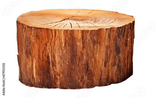 Natural Bark Cedar Log Stool On Transparent Background