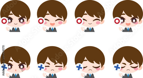 マルとバツ　会社員　男性イラストセット
