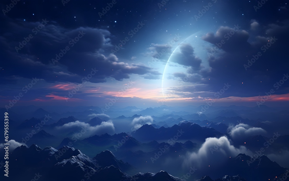 Dreamy Night Sky Over the Majestic Mountains