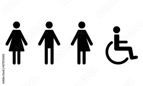 トイレピクトサインのアイコンセット,男女,車椅子,ジェンダーレス photo