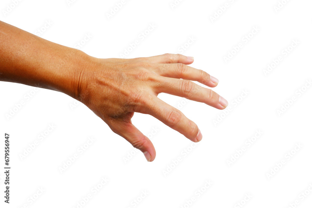 Man's hands making gestures on a white background