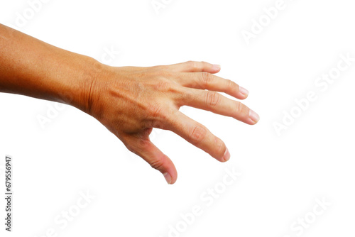 Man s hands making gestures on a white background