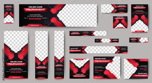 esport Web advertising banner template design. Modern web layout set with standard size. vector