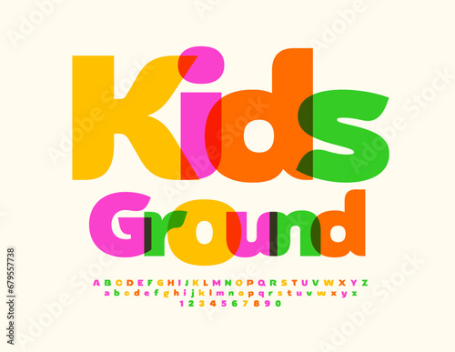 Vector watercolor Sign Kids Ground. Bright artistic Font. Modern Alphabet Letters and Numbers set