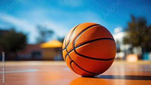 Basketball highlighted with a blurred bokeh background. © rorozoa