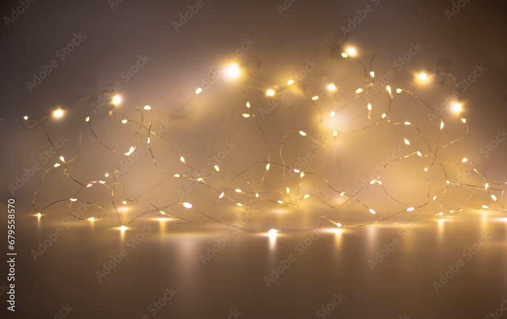 Blurred Christmas lights background. Christmas and new year celebration