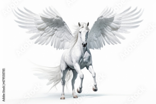statue of the winged horse Pegasus on a white background.