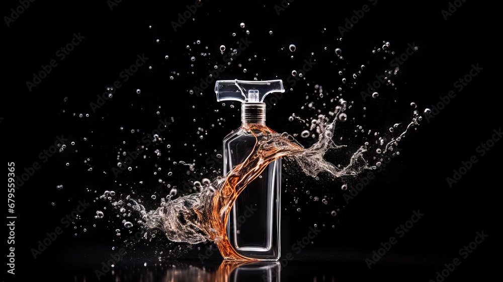 perfume spray on a black background