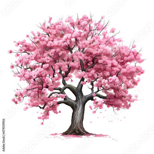 cherry blossom tree isolated on white backdrop.
