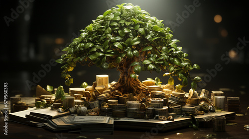 Banknotes tree. Rich tree